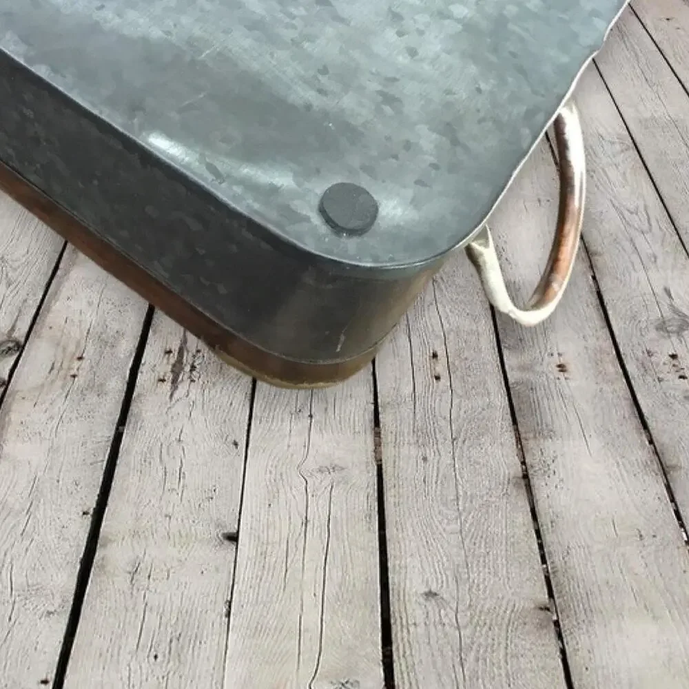 Farmhouse Galvanized Tray Serving Coffee Bar Table Home Decor - Picture 4 of 7